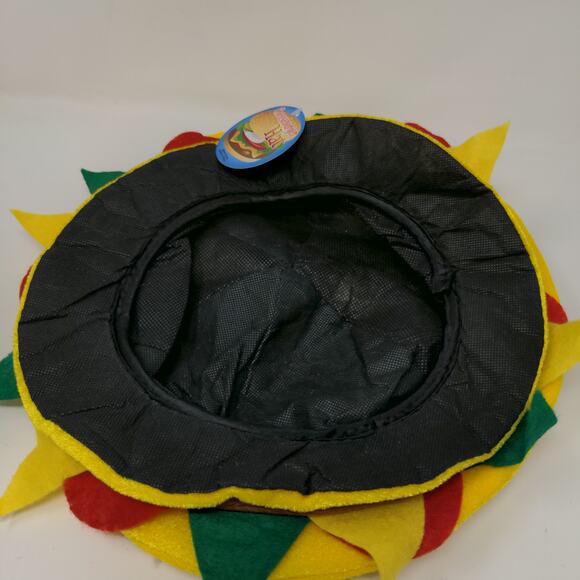 Cheeseburger Hat Hamburger Novelty Costume Yellow W/Tags Age 5 And UP - Picture 10 of 10